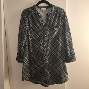 Kate Park Plaid Button-Up Women's Top
